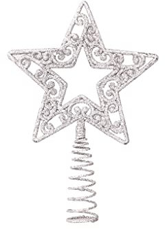 Guangcailun Weihnachtsbaumspitze Star Festival Dekorative Elegante Weihnachtsdekoration Personalisierte Bauernhaus Ornamente für den Innenbereich, Typ 1 Silber