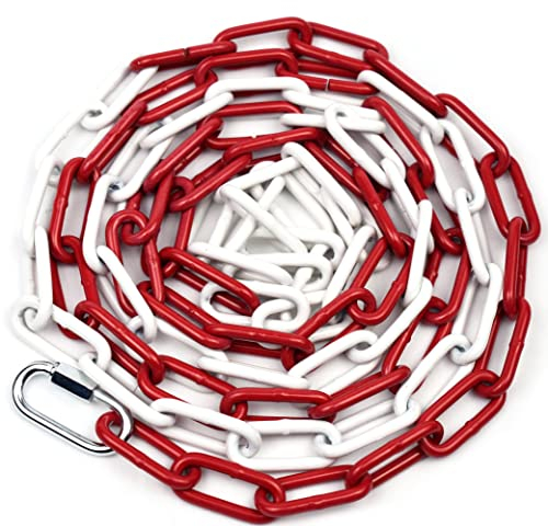 Absperrkette Rot-Weiß 3m,Stahl Glieder 5mm Rundstahlkette Warnkette Baustellensicherungskette (3 Meter)