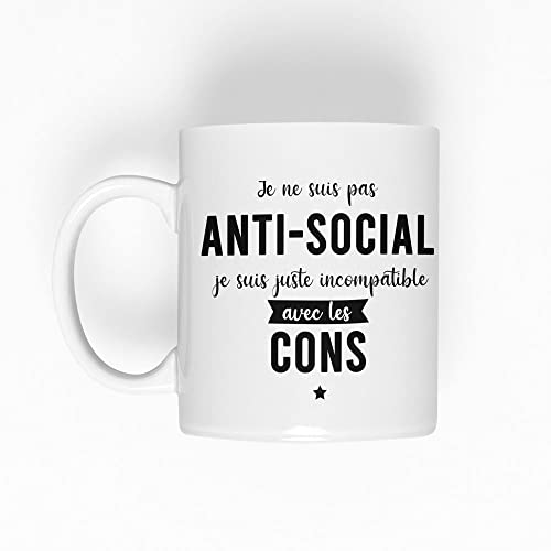 Encre et créations Mug céramique - Je ne suis pas anti-social, je suis juste incompatible avec les cons
