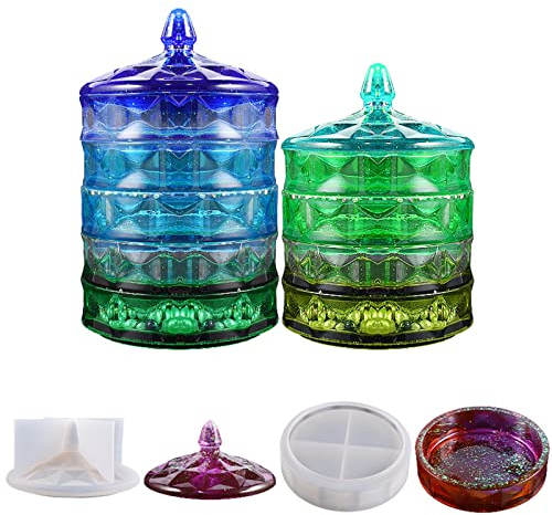 JS MOLD 2 Stück Box Silikonformen Epoxidharz,Epoxidharz Form Boxen,Vorratsdosen Gießharz Resin Forme Set,Aufbewahrungsbox Gießform für Schmuck, Süßigkeiten
