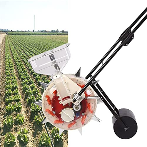 YHUEGH Seeder Seeder Garten Seeder, Metall Präzisions Garten Push Seeder mit 5 Seed Wheels, Walk-Behind Landwirtschaft Pflanzer, Rasendünger Streuer, für Pflanzen Hanf, Mais, Gemüse 8Mouths