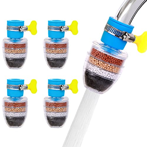 FIBOUND Filtro Carbone Attivo Rubinetto, Filtro per Rubinetti a Carbone Attivi, Depuratore Mini per Cucina Casa Bagno (4 blu)