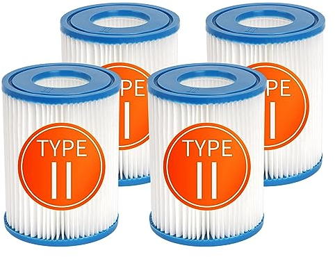 Benfosh 4 filtros de Piscina compatibles con BestWay Cartridge II,para BestWay 58094 tamaño II,Filtro de Piscina de 4.1 x 5.3
