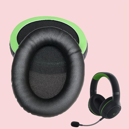V-MOTA - Earpads Compatible with Razer Kaira, Kaira X Wired, Kaira Pro Hyperspeed Wireless Over Ear Headphones (Black Green Leather)