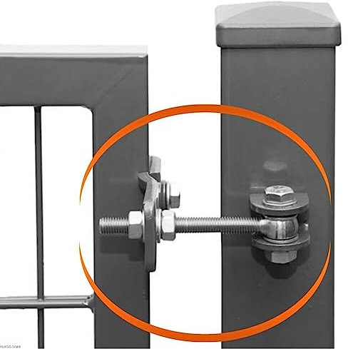 auf-mass24 Erweiterungs-Set Öffnungswinkel 180° für alle Doppeltore PROFI SOLID Versa Zaun Doppelstabmattenzaun (Feuerverzinkt - Silbergrau)