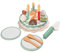 Donmills Birthday Cake Toy for Toddler, Pretend Play Toy Wooden Food Set for Kids Play Kitchen Accessories, Fake Cake Tea Party Set Toddler Cutting Food Set Wooden Toy