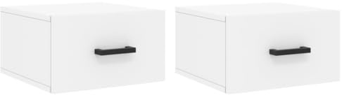 vidaXL Wand Nachttisch 2 STK., Nachtschrank mit reichlich Stauraum, Hängend Nachtkommode Nachtkonsole, Wandschublade Wandregal für Schlafzimmer, Weiß