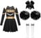 Jowowha Mädchen Cheer Leader Cheerleading Kostüm Langarm Crop Tops mit Rock Pompoms Socken Halloween Kostüm Karneval Fasching Party Aa Weiß&Schwarz 170-176
