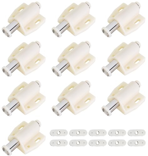 10 Stück Magnet Drucktüröffner Magnetschnäpper Türdämpfer Magnetische Drucköffner Magnetschloss Schranktür Möbel Federschnäpper Türschnapper Magnetverschluss für Büro, Schubladen, Schranktür Weiß