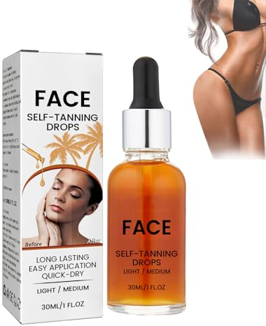 Mikabila (01)30ml Selbstbräuner-Tropfen,Self Tan Drops Light/Medium,Selbstbräuner für Gesicht und Körper in Tropfen,Feuchtigkeitsspendender Gesichtsbräuner mit Natürlichem Glow,Pflegender