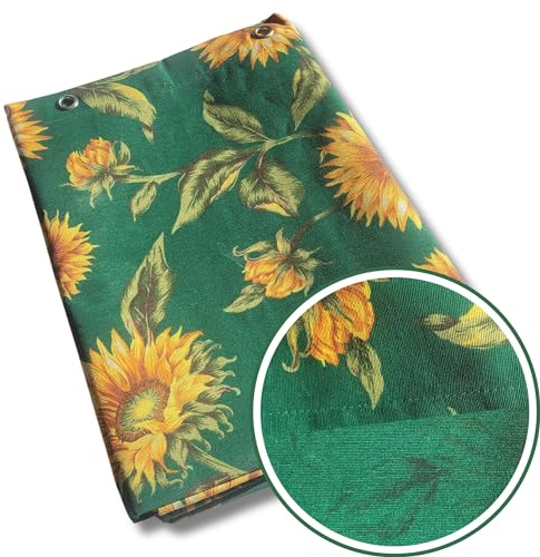 Tenda Sole Esterno Balcone Terrazzo Veranda Gazebo Portico, Double Face Verde o Verde con Disegno Girasoli, Resistente e Lavabile, 100% Poliestere Durevole (Girasole, 145x290)