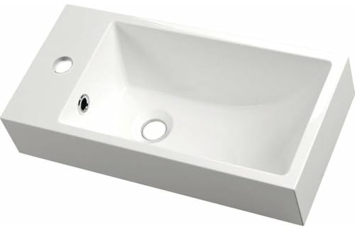 HAK ARIANA Lavabo en marbre moulé 50 x 25 cm, gauche, blanc