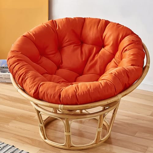 KIUGOP Papasansessel Kissen,Rund Papasan Sessel,Polster Für Papasansessel,Auflage,Polyrattan Sessel Hängesessel Kissen Papasan Stuhlkissen,Orange,120x120cm
