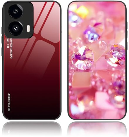 BORYA Coque pour Motorola Moto G24 4G/Moto G04 4G, Très Mince Souple Antichoc Soyeux Silicone TPU Bumper Housse, Élégant Premium Coloré Pente Verre Trempé Étui, Dégradé Rouge