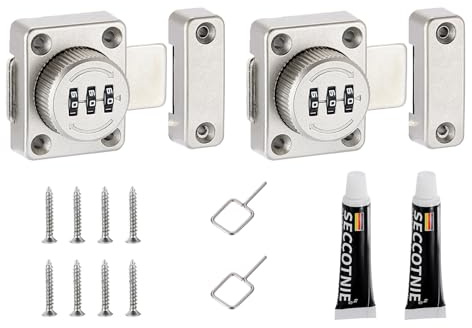 PATIKIL Armoire Mot Passe Loquet, 2 Paquet Zinc Alliage Sans-clé Combinaison Verrouillage 3 -Chiffres Mot Passe Cabinet Verrouillage Sécurité Verrouillage pour Armoire Tiroir, Argent