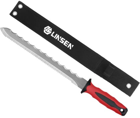 paxlloonge Dämmstoffmesser - Länge 340mm, 200mm Edelstahl Doppelklinge, Rot