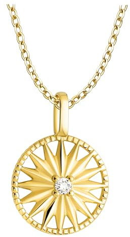 Sofia Milani - Damen Halskette 925 Silber - mit Zirkonia Steinen - Sonnen Sternen Kreis Anhänger