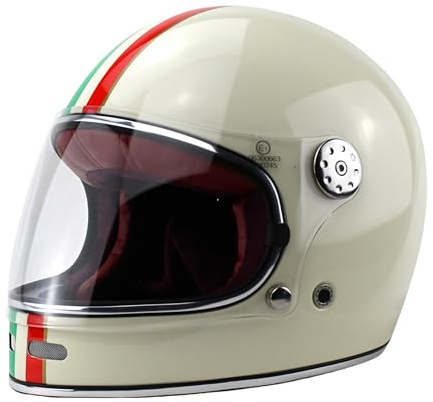 ViPER F656 Full Face Motorcycle Motorbike Helmet ECE 22.06 Approved Vintage Motorbike Helmets for Adult Men and Women Touring Urban Bike Safety Wear Full Face Helmet (Italy Flag,M)