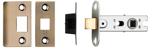 Carlisle Brass BTL25AB/RP 64mm Bolt-Through Tubular Latch with 8mm Follower, Square forends in Antique Brass