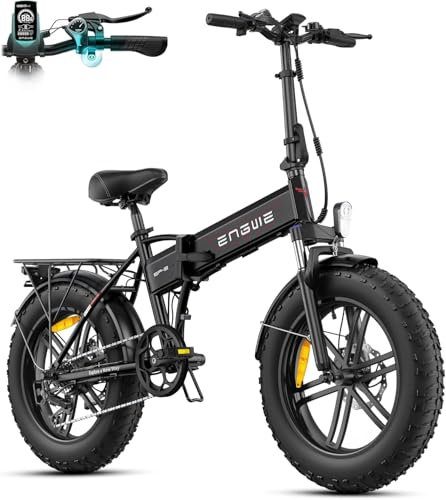 ENGWE EP-2 BOOST Folding E-Bike,20‘×4.0’ Fat Tire 7-Speed Electric Bicycle 48V 13Ah Removable Battery, 50-120 km Range Electric Bike (Black)