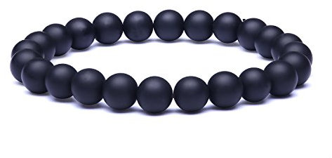 Candyfancy Mattes Schwarzer Onyx Armband – 8mm Perlenarmband – Echte Naturstein Edelstein – Heilsteine Armband für Damen – Natürlich Stein Armbänder