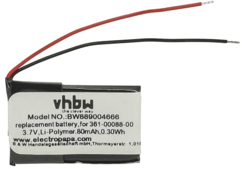 vhbw Akku kompatibel mit Garmin Approach X40 | für Smartwatch Uhr Fitnessarmband (80 mAh, 3,7 V, Li-Polymer)