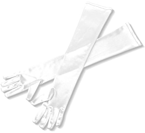 Dcsfadq 1920s Handschuhe Lang Damen, 1 Paar Opernhandschuhe Lange Satin, Classic Abend Handschuhe für Opera Hochzeit Halloween Kostüm Karneval Accessoires (Weiße)