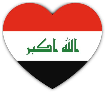 Aufkleber: 200 mm, 1 Stück - Irak Flagge Herz Aufkleber Vinyl 20 cm wetterfest Auto Laptop Koffer Fenster Deko – Sticker mit Schriftzug الله أكبر