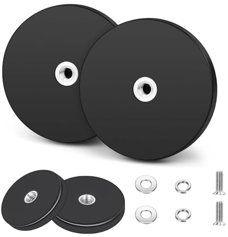 Herbst 2 Stück Magnet Gummiert 88mm Magnet mit Gewinde mit M8 Innengewinde | Runde Gummierte Magnete 36kg Haftkraft für Autos (2, 88mm)