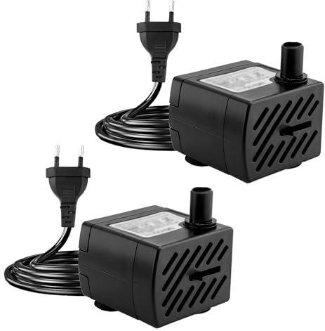 2 Piezas Mini Bomba Agua Sumergible, 3W 180L/H Bomba Sumergible Ultrasilenciosa, Bomba de Agua Pequeña para Acuario Pecera Fuente de Mesa Bebedero Mascotas Jardín Hidropónico, Caudal Ajustable