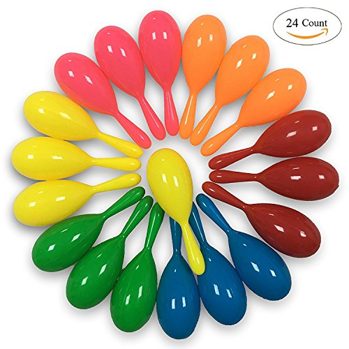 GuassLee 24 STÜCKE Neon Maracas Shakers Mini 6 Farben Krachmacher für Mexikanische Cinco de Mayo Fiesta Centerstück Dekoration oder Party Favors