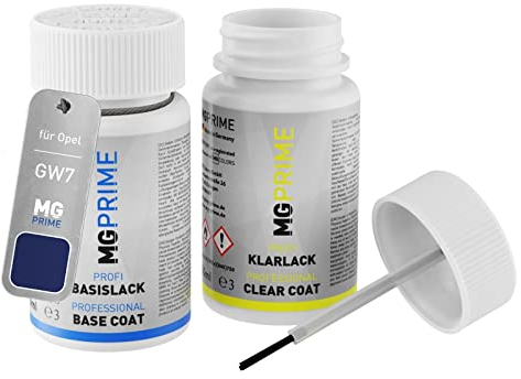 MG PRIME Autolack Lackstift Set für Opel GW7 Pazifikblau Pearl Metallic/Pazifikblau Metallic Basislack Klarlack je 50ml