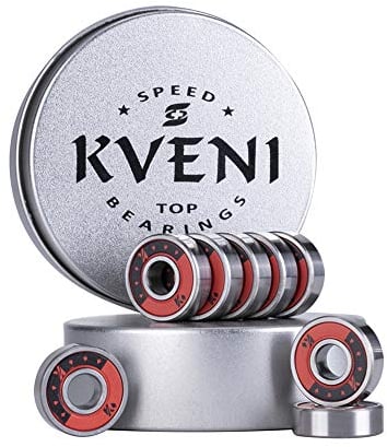 KVENI Ceramic Skateboard Bearings, Premium 608rs Ball Bearing - Pro Longboard Bearings for Quad Skate, Inline Rollerblades, Scooters, Spinners,ABEC, 8 Pack (RED)