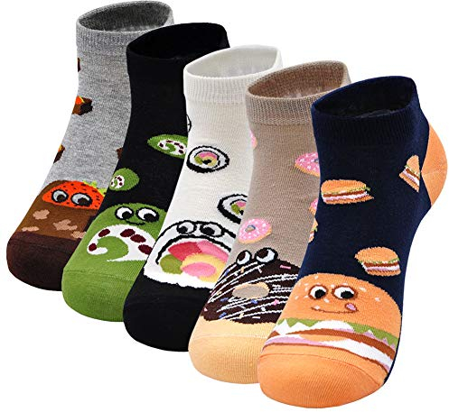 Lustige Bunte Socken Damen aus Baumwolle, Witzige Tier Socken Frauen Weihnachtssocken, 5 Paare, EU 37-43 (Mehrfarbig-4)