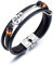 ATEIELLI Homme Bracelet Cuir PU Guitare Acier Inoxydable 21cm Réglable B306