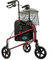 Rollator Walker Aluminum 3 Wheel for Seniors, Foldable Lightweight Three Wheel Walker Traveler Mobility Rollator 3 Wheels Walker with Basket Tray, Pouch, Brakes, Narrow Walker for Small Spaces (RED)