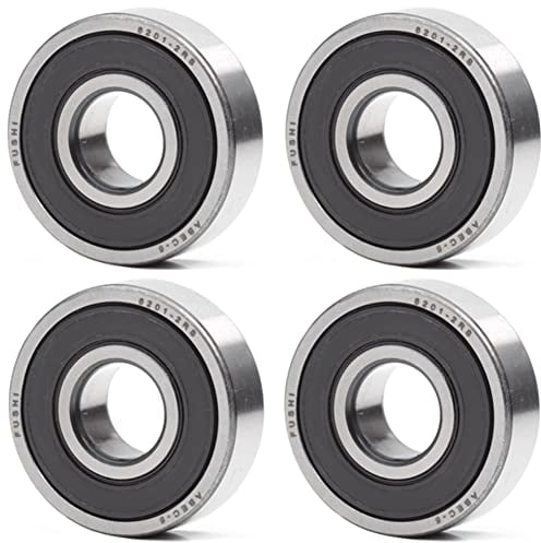 6201-2RS 12x32x10mm Doppelgummidichtungslager, ABEC-5 Vorgeschmierte Drehmaschine Deep Groove Kugellager (Packung mit 4 Stück)