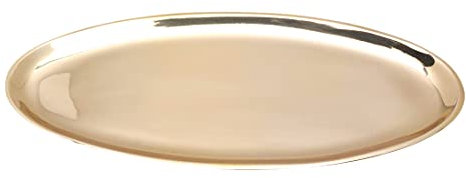 NKlaus Kerzenteller oval 16x7cm Messing Kerzenständer Taufkerze Kerzenhalter - Desinger Dekoteller poliert - Kerzenuntersetzer Stumpenkerzen Kommunion Taufe gold 10505