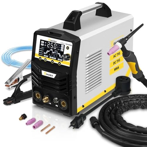 SSimder Saldatore TIG 6 in 1 AC TIG/DC TIG/Pulse TIG/SPOT TIG/Stick Dual Voltage Saldatore in alluminio 110 V/220 V TIG Saldatrice per fai da te Home Garden Manutenzione