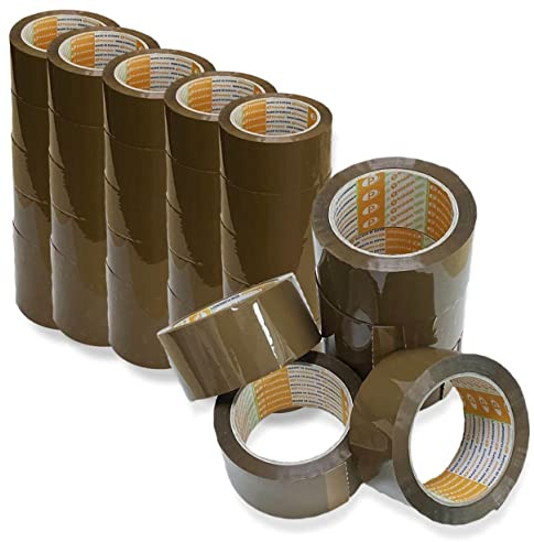 Printation 36er Set nastro da imballaggio marrone 50mm - 36 rotoli di nastro adesivo pacchi da 66m, srotolamento silenzioso - nastro da pacchi adesivo forte, resistente agli strappi e poco rumoroso