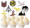 Xsstarmi 36 Pack Glitter Wizard Cupcake Toppers Harry P Inspired Cupcake Picks Magical School Wizard Theme Baby Shower Birthday Party Cake Decorations Supplies
