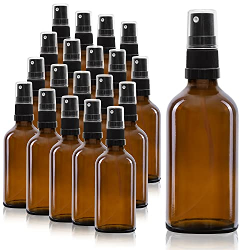 Oputec 105 x 50 ml Sprühflaschen aus Glas mit Zerstäuber: Großpackung Braunglasflaschen mit feinem Sprühkopf - Pumpspray-Flaschen - Made in Germany