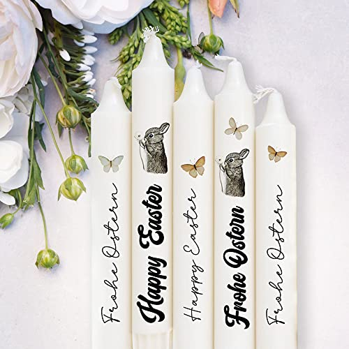 ilka parey wandtattoo-welt Kerzensticker Kerzentattoo Kerzentattoos Tattoofolie Frohe Ostern Osterhasen Hase Hasen Schmetterlinge für Kerzen oder Keramik A6 Bogen DIY Stickerbogen Kerzen kst70