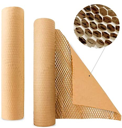 Jeco - 1 rouleau de papier kraft en nid d’abeille 40cm x 100m emballage écologique pour protection, rembourrage, emballage cadeaux, déménagement, remplace Le Film Bulles