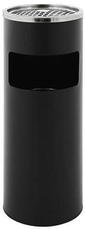 PROREGAL Runder Kombiascher | 12,5 Liter, HxØ 61x25cm | Verzinkter Inneneimer | Schwarz