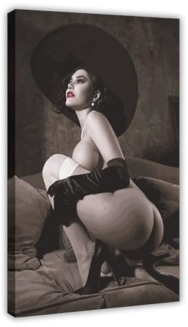 Resident Evil Village Alcina Dimitrescu Lady Poster 6 Leinwand Poster Wandkunst Dekor Druck Bild Gemälde für Wohnzimmer Schlafzimmer Dekoration Rahmenstil 20 x 30 cm