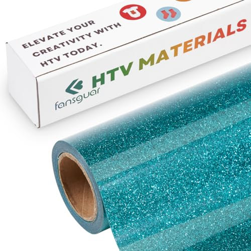 FANSGUAR Dark Green Glitter HTV Roll -12/''x6ft Iron on Heat Transfer Vinyl for DIY Shirts Gifts （Peacock Green）