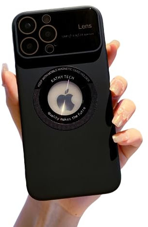 PhyWhale PC Coque Compatible pour iPhone 15 Pro avec Protection de l'objectif de l'appareil Photo (Compatible avec MagSafe) Chargement Magnétique illimité- Noir