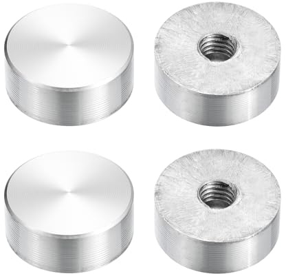 sourcing map 4 Stück Aluminium Scheibe Hardware für Glastisch | M6 Gewinde 20mm Durchmesser Runde Form, Aluminium Kreis Scheibe Glasplatte Adapter