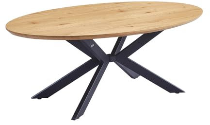 Home Deluxe Esstisch Oval AVENTIS inkl. Sternfuß - 200 x 120 cm Light Oak |Küchentisch, Esszimmer, Esszimmertisch
